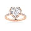 925 Sterling Silver Half Eternity Heart Shaped Diamond Halo Engagement Ring - Image 3