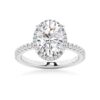 925 Sterling Silver Half Eternity Oval Cut Diamond Halo Engagement Ring