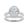 925 Sterling Silver Half Eternity Oval Cut Diamond Halo Engagement Ring - Image 16