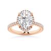 925 Sterling Silver Half Eternity Oval Cut Diamond Halo Engagement Ring - Image 3
