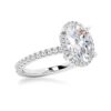 925 Sterling Silver Half Eternity Oval Cut Diamond Halo Engagement Ring - Image 4