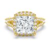 925 Sterling Silver Halo Princess Cut Diamond Engagement Ring Split Band - Image 2