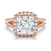 925 Sterling Silver Halo Princess Cut Diamond Engagement Ring Split Band - Image 3