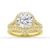 Polished halo ring with substantial, airy design