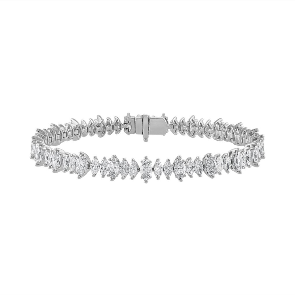 925 Sterling Silver Heart Beat Diamond Tennis Bracelet
