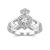 Sterling silver engagement ring with heart crown detail