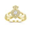 Round CZ diamond ring with prong and pave setting