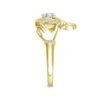 Delicate engagement ring with symbolic heart and hands motif