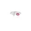 925 Sterling Silver Heart Diamond and Oval Ruby Toi Et Moi Ring