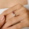 925 Sterling Silver Heart Diamond and Oval Ruby Toi Et Moi Ring - Image 2