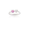 925 Sterling Silver Heart Diamond and Oval Ruby Toi Et Moi Ring - Image 5