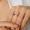 925 Sterling Silver Heart Diamond and Oval Ruby Toi Et Moi Ring - Image 6