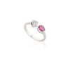 925 Sterling Silver Heart Diamond and Oval Ruby Toi Et Moi Ring - Image 7