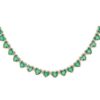 925 Sterling Silver Heart Emerald Tennis Necklace