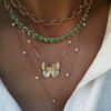 925 Sterling Silver Heart Emerald Tennis Necklace - Image 2