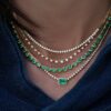 925 Sterling Silver Heart Emerald Tennis Necklace - Image 3