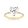 Heart shaped CZ diamond engagement ring with prong and pave settings