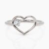 925 Sterling Silver Heart Shaped Diamond Ring - Image 5