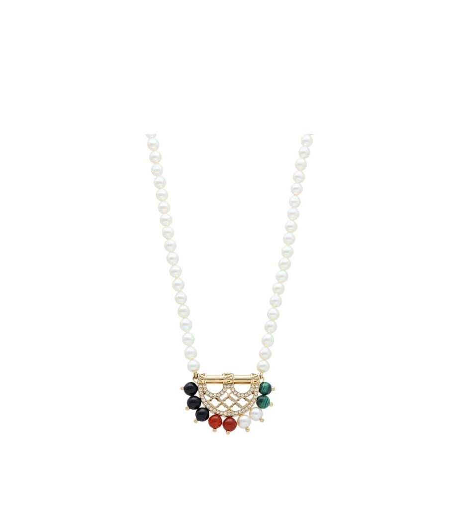 925 Sterling Silver Heritage National Day Edition Diamond Pearl Necklace