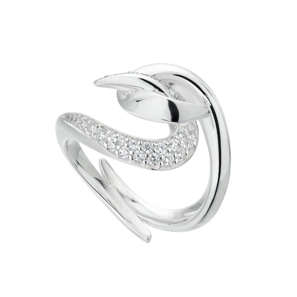 925 Sterling Silver Hook Diamond Ring
