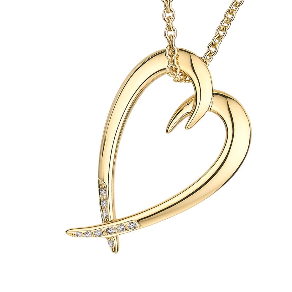 925 Sterling Silver Hook Heart Diamond Pendant