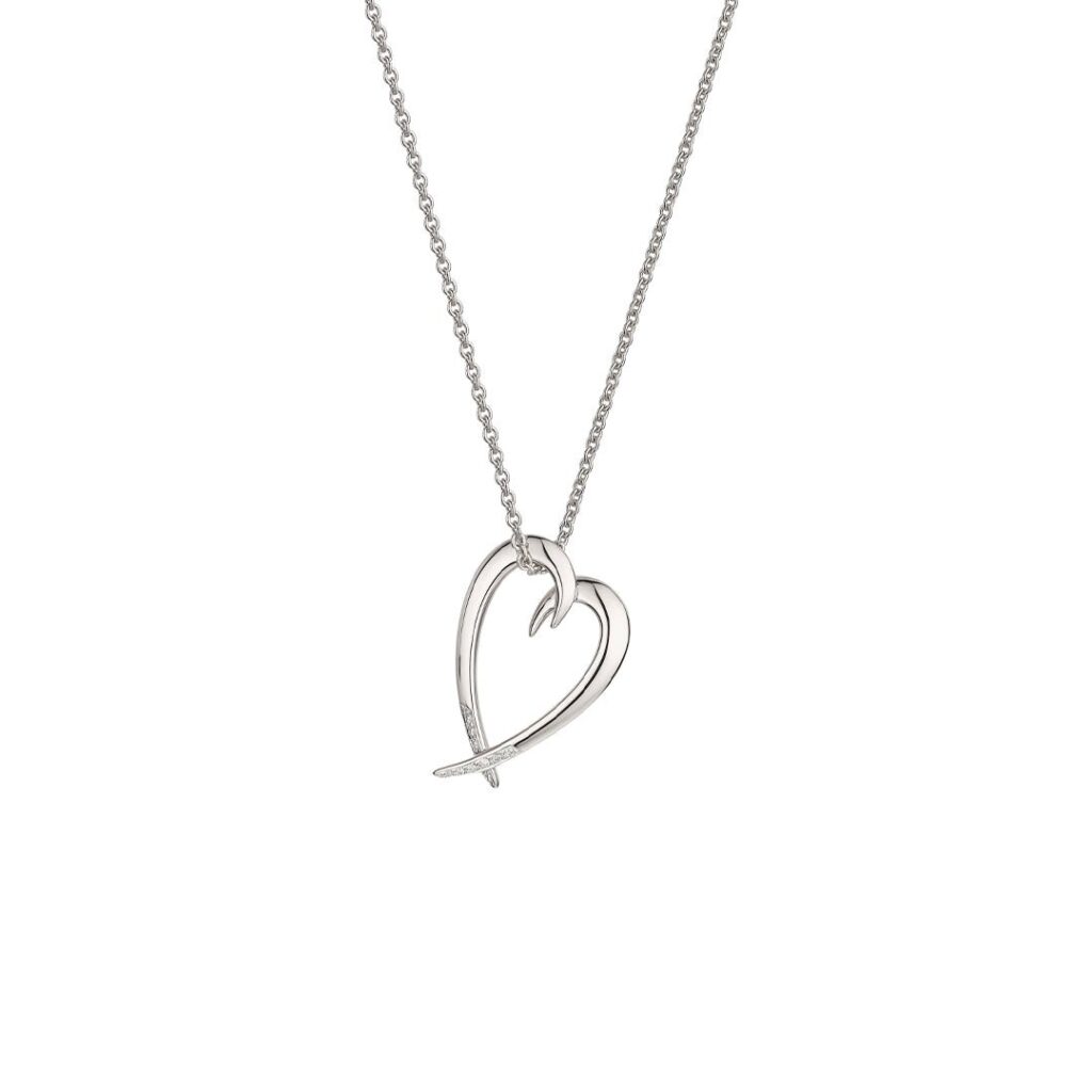 925 Sterling Silver Hook Heart Diamond Pendant