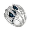 925 Sterling Silver Hooked Pearl Ring and Black Pearl - Image 3