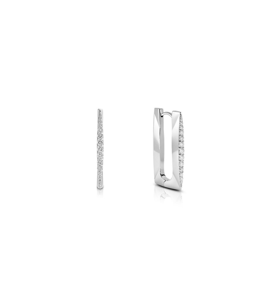 925 Sterling Silver Huggies White Frosting Maxi Diamond