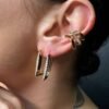 Huggie earrings with premium CZ diamond and white frosting finish