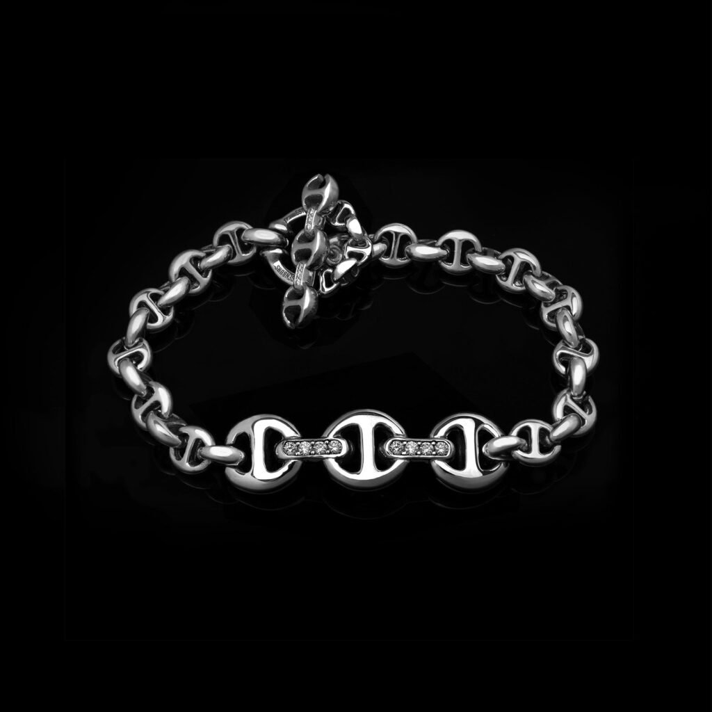 925 Sterling Silver ID Diamond Bracelet