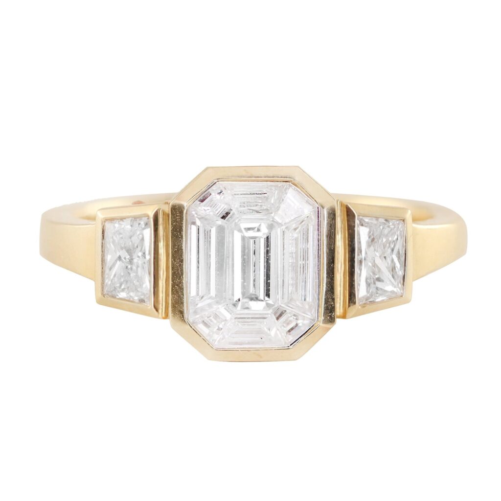 925 Sterling Silver Illusion Diamond Deco Ring
