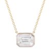 925 Sterling Silver Illusion Emerald Cut Diamond Bezel Necklace