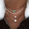Necklace with flat link chain and 10mm by 7.5mm pendant