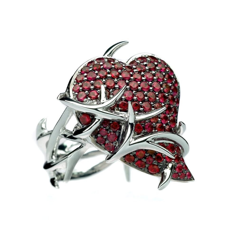 925 Sterling Silver Impassioned Cherish Ring and Ruby