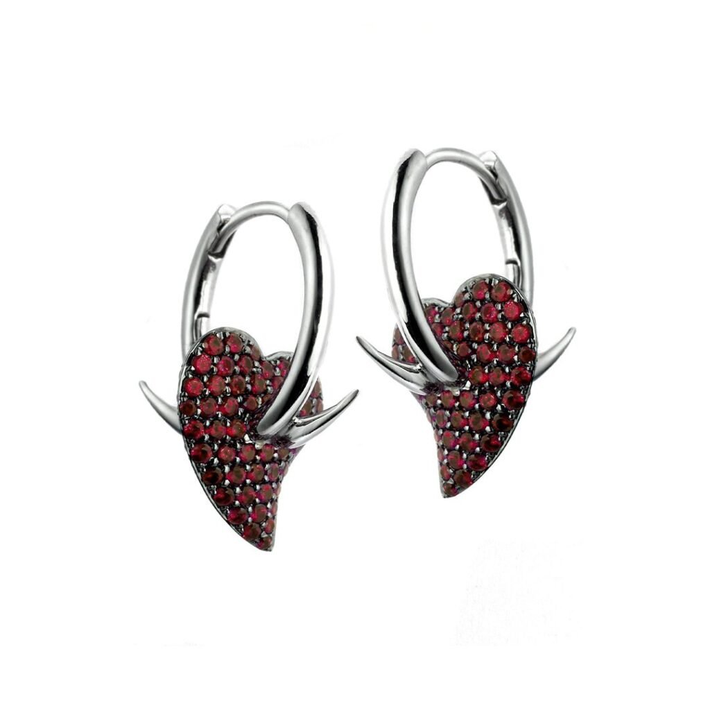 925 Sterling Silver Impassioned Earrings and Ruby