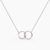 925 Sterling Silver Interlinked Circles Necklace Tiny Diamond - Image 4