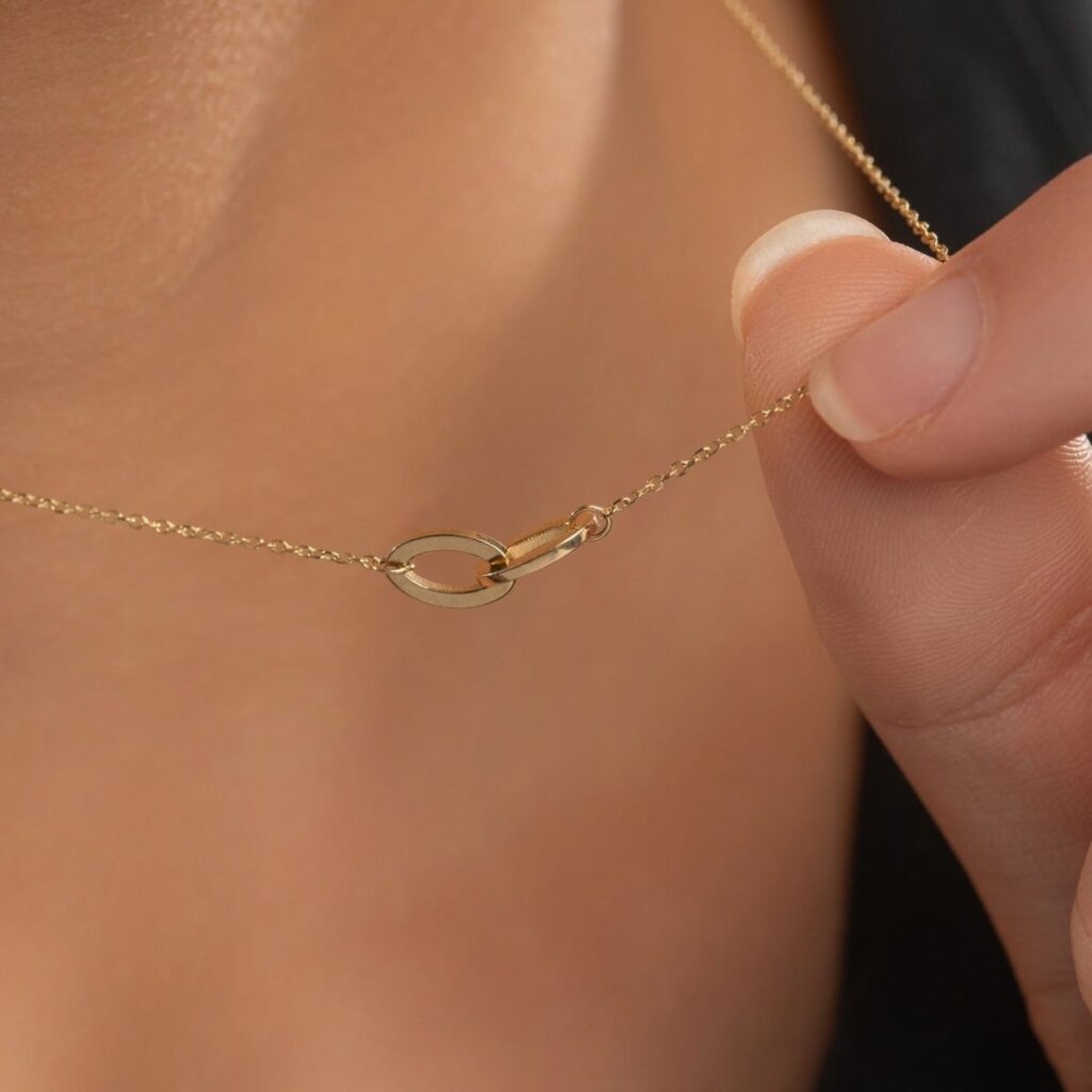 925 Sterling Silver Interlinked Oval Circle Necklace