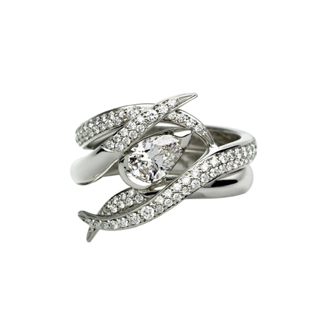 925 Sterling Silver Interlocking Ariana50 Engagement Ring Set and 1CT Diamond