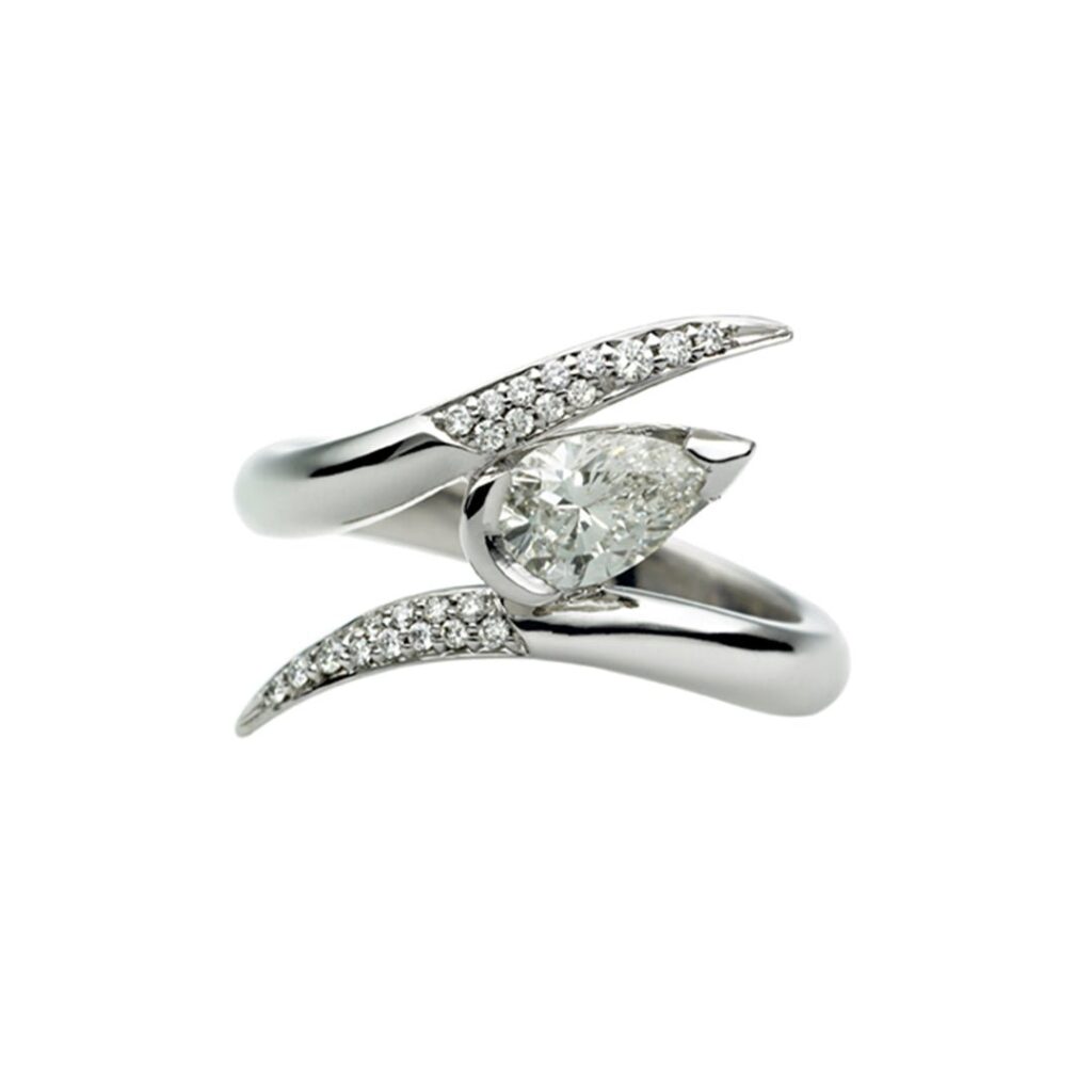 925 Sterling Silver Interlocking Ariana75 Engagement Ring and 0.88CT Diamond