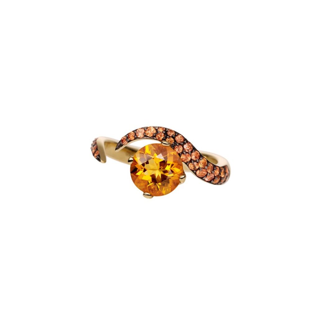 925 Sterling Silver Interlocking Aurora Ring and 1.66CT Orange Citrine