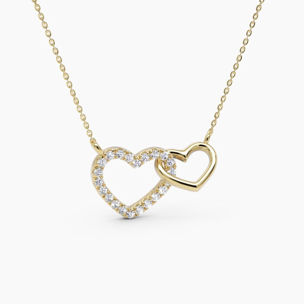 925 Sterling Silver Interlocking Diamond Heart Necklace