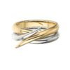 Interlocking sterling silver ring with layered duo bands and pavé stones