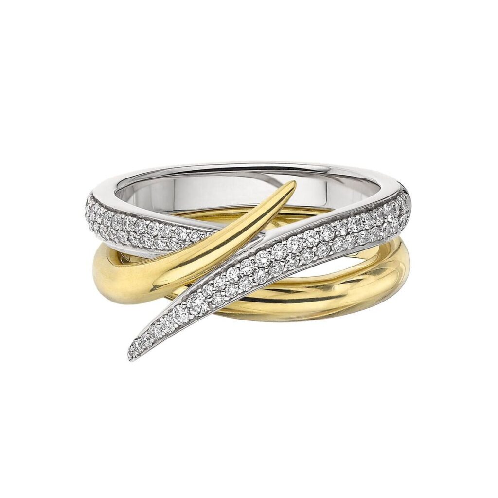 925 Sterling Silver Interlocking Duo Diamond Ring