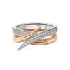Interlocking duo diamond ring in 925 sterling silver with layered curves