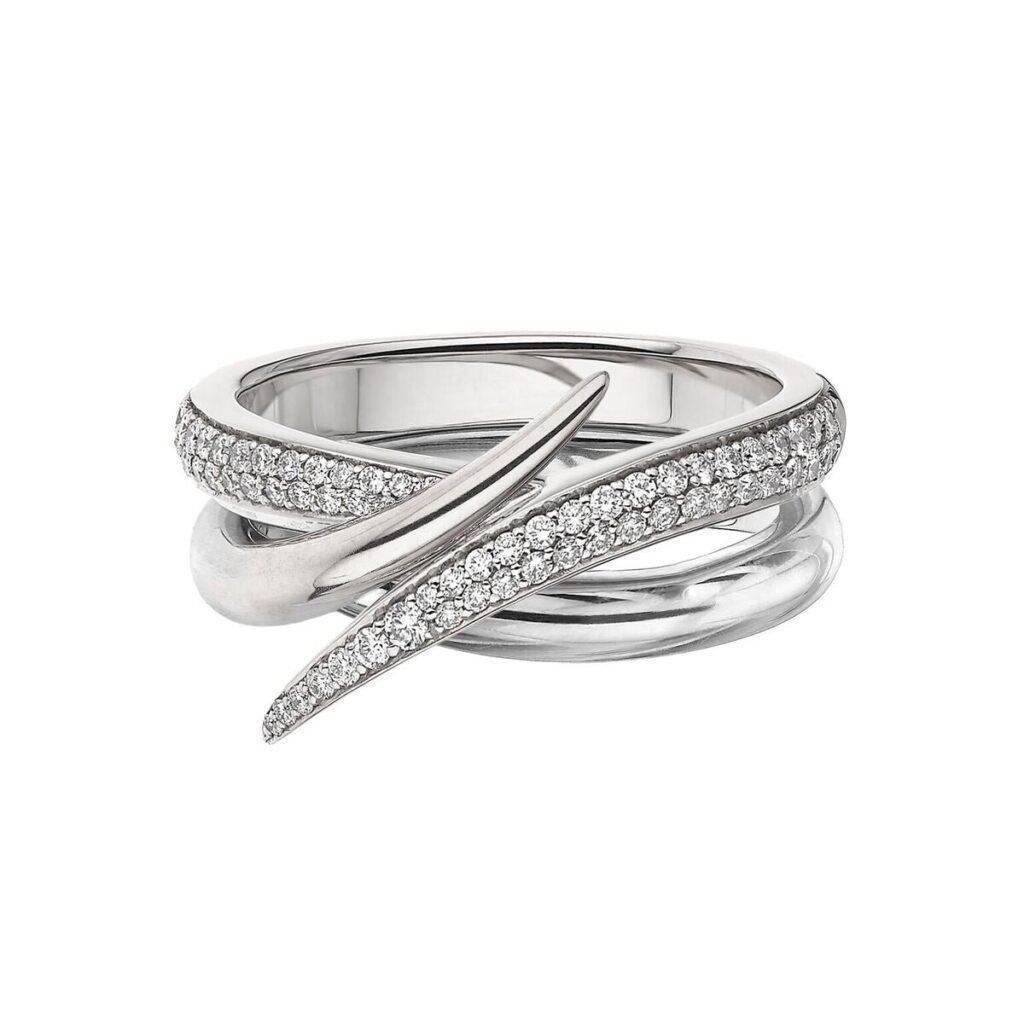 925 Sterling Silver Interlocking Duo Diamond Ring