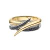 925 Sterling Silver Interlocking Duo Ring and Black Diamond