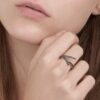 925 Sterling Silver Interlocking Embrace Ring and Black Diamond - Image 2