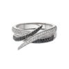 925 Sterling Silver Interlocking Single Ring and Black Diamond - Image 3
