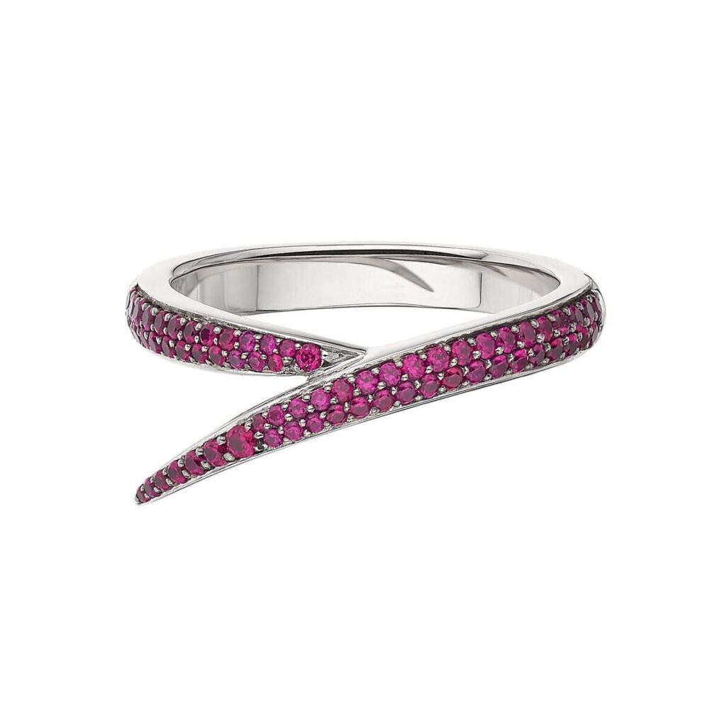 925 Sterling Silver Interlocking Single Ring and Pink Sapphire