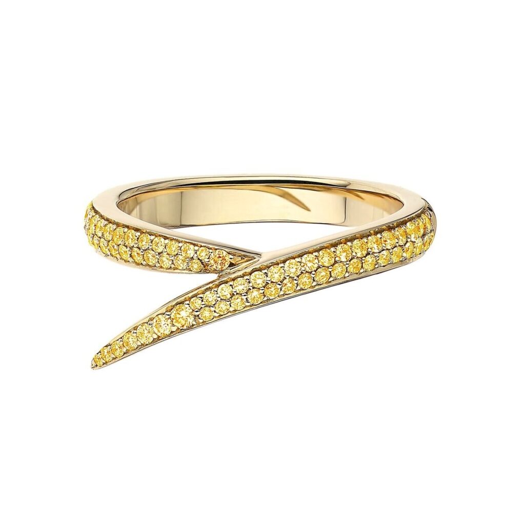 925 Sterling Silver Interlocking Single Ring and Yellow Sapphire